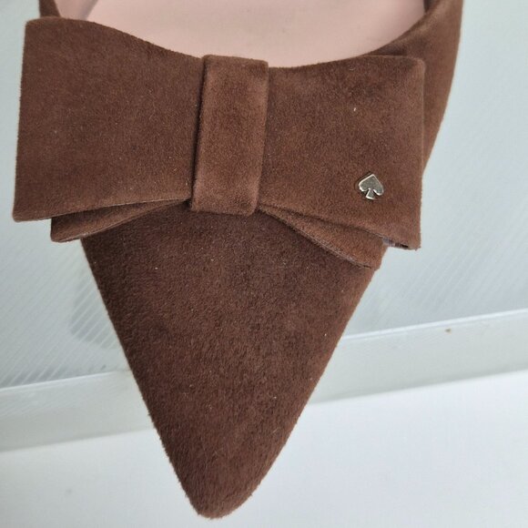 Kate Spade brown suede pointed toe low heel sandals with bow detail size 9B EUC - Picture 3 of 12